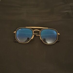 Ray-Ban Gold Aviator Sunglasses with Blue Lenses
